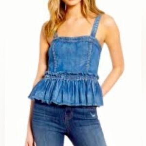 BP  Peplum Jean Smocked Crop Top size XXS
